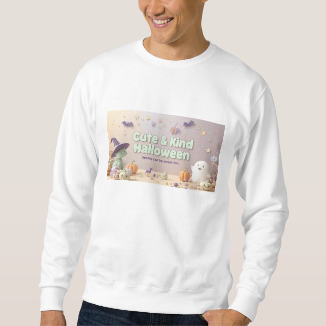 🧡 ✨ “Söt och snäll Halloween” Kollektion 🎃🌿 Lång Ärmad Tröja (Framsida)