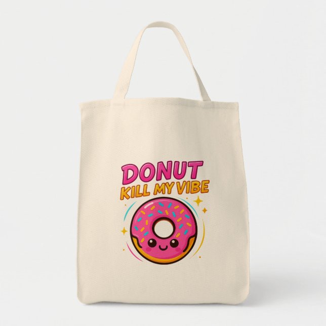 Söt och Snyggt - Cute Donut-grafik T-Shirt Tygkasse (Framsidan)