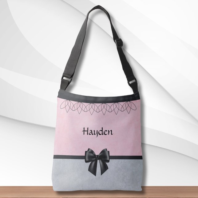 Söt och sofistikerad Rosa och Grått-Messenger bag Axelväska (Sweet and Sophisticated Pink and Gray Messenger Bag)