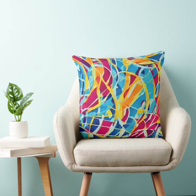 Söt och söt abstrakt Contemporary Blue Kudde (Stol)