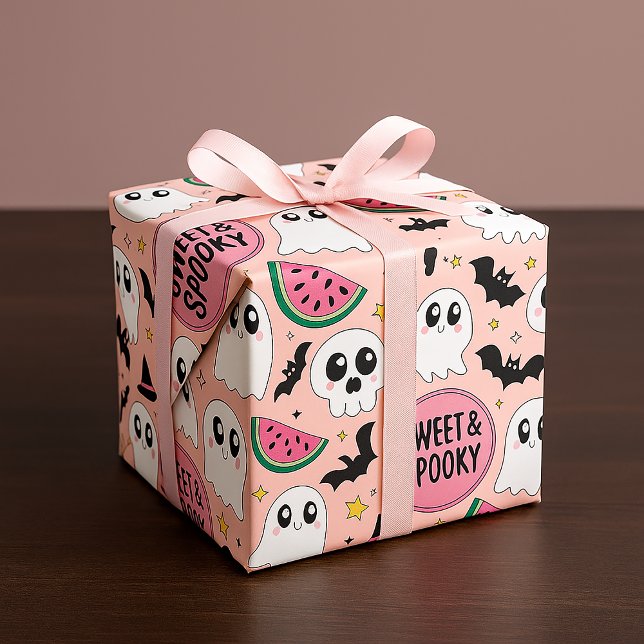 "Söt och spöklik" Halloween-spöken och vattenmelon Presentpapper (Skapare uppladdad)