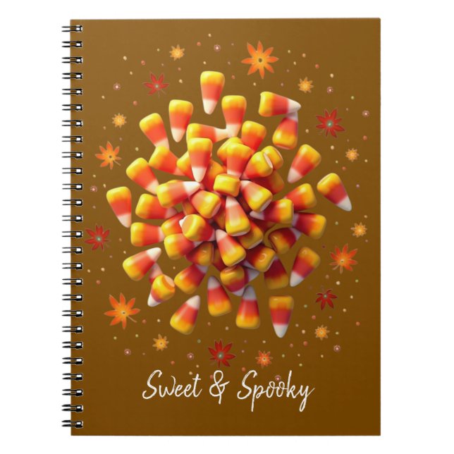 Söt och spöklik majskornsdesign Halloween Anteckningsbok (Framsidan)