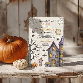 Söt och Spooky Baby Witch Birthday Inbjudningar