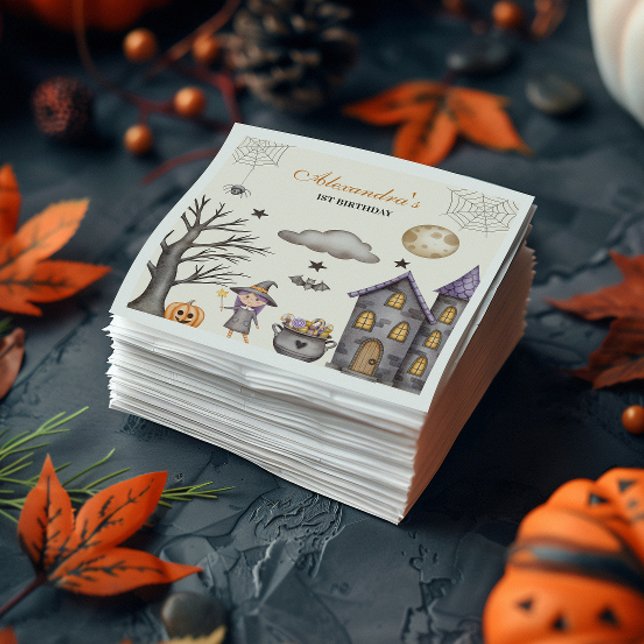 Söt och Spooky Baby Witch Birthday Pappersservett (Skapare uppladdad)