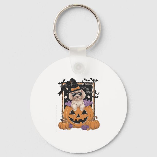 Söt och Spooky Pudel och Pumpkin Nyckelring (Framsida)