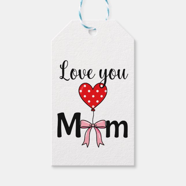 Söt och stilren ”Love You Mom” Presentetikett (Framsidan)