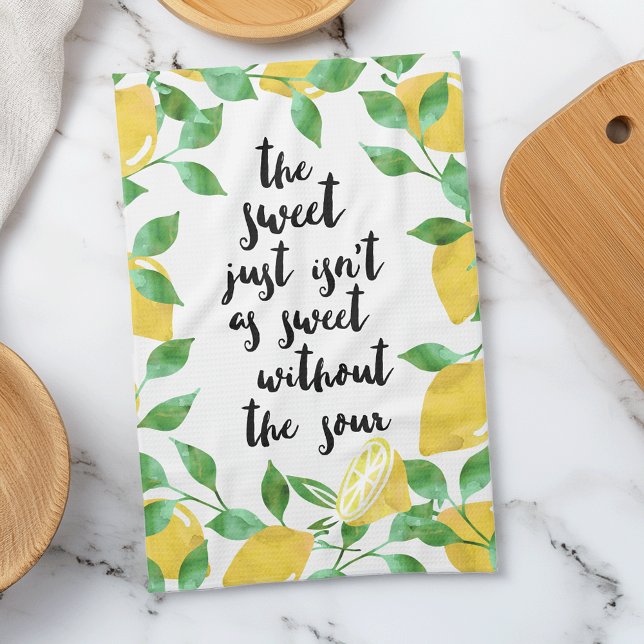 Söt och sur Lemon Quote Kitchen Towel Kökshandduk (Skapare uppladdad)