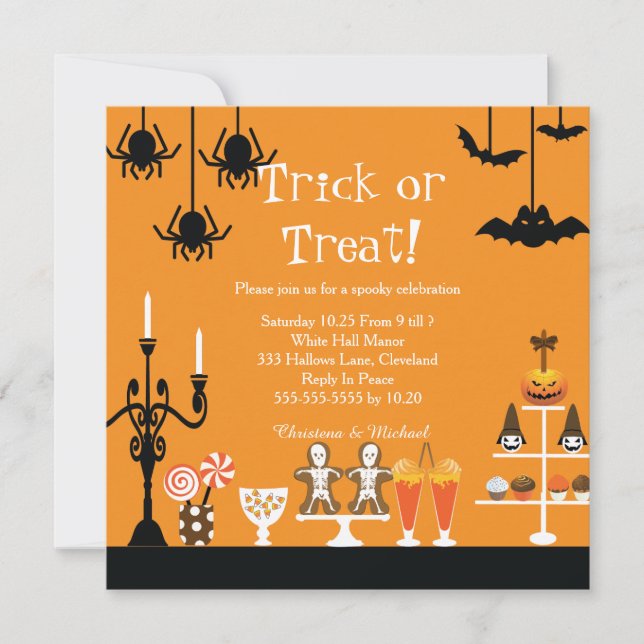 Söt och taloky Halloween-inbjudan Inbjudningar (Framsida)