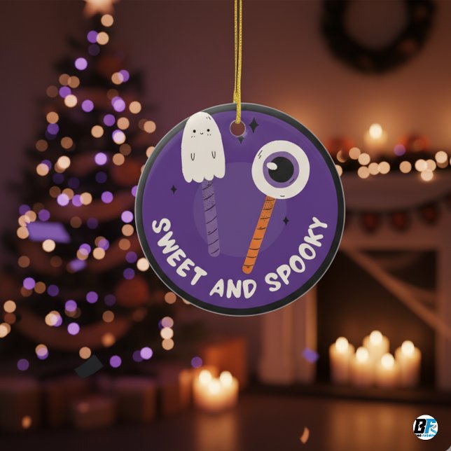 Söt och taoky - Halloween Speciell Julgransprydnad Keramik (Happy Halloween)
