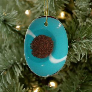 Söt och underbar cyan Coffee Brown Julgransprydnad Keramik