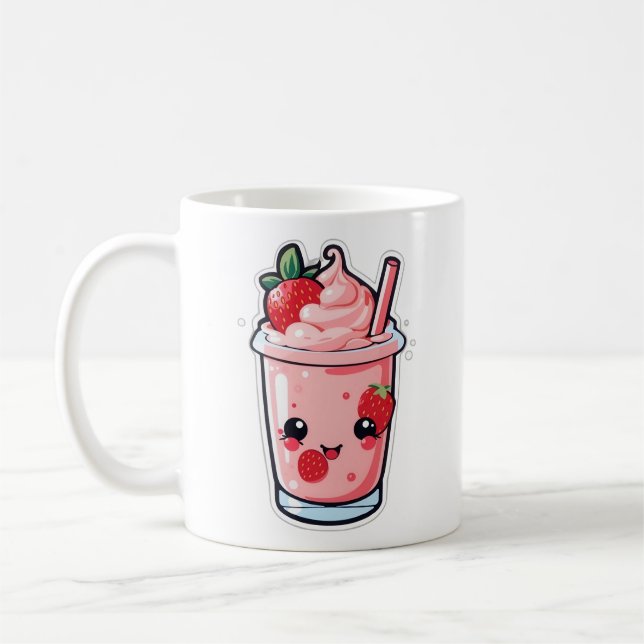 Söt och vacker kawaii jordgubbsbär mjölk kaffemugg (Vänster)