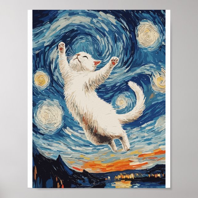 Söt och vacker vit katt  poster (Framsidan)
