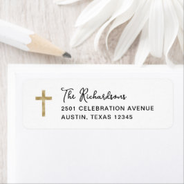 Söt och vismisk | Baptism i guld Kor Returadress Etikett