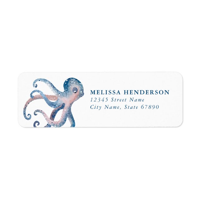 Söt Octopus-Returetiketter Returadress Etikett (Framsidan)