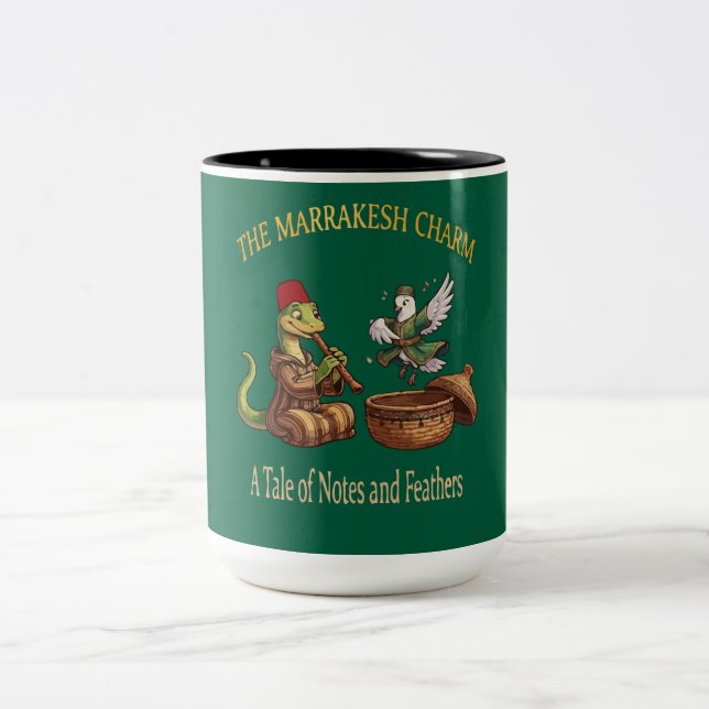 Söt ödla ormtjusare & dansande duva Whimsic Två-Tonad Mugg (Center)