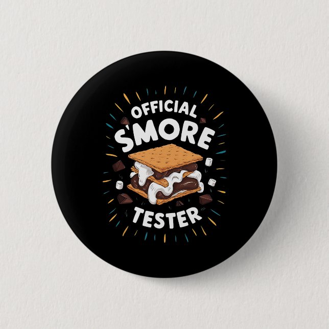 Söt officiell S'more-testare Smores rolig campare  Knapp (Framsida)