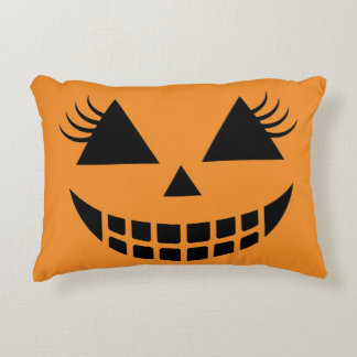 Söt ögonfrans pumpa ansikte Halloween accent kudde