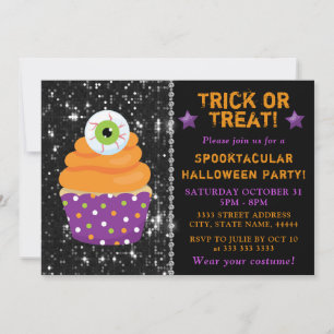Söt Ögonhalloweenmuffins Barnkalas Inbjudningar