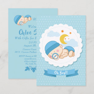 Söt "Oh Boy" Baby Shower Inbjudningar