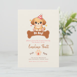 Söt Oh Pojke Valp Hund Baby Shower Inbjudningar