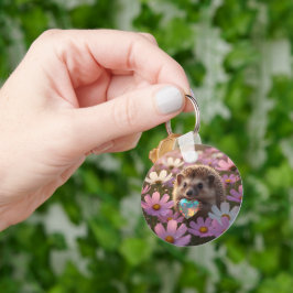 Söt oktoberigelkott med opalhjärta nyckelring