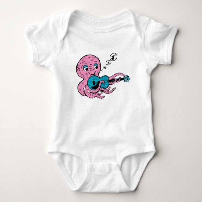Söt oktopus som spelar gitarr t shirt (Framsida)