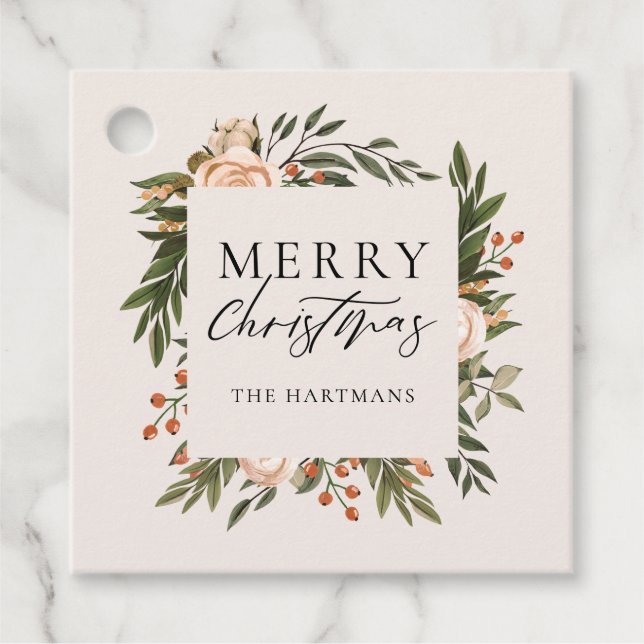 Söt Oliv grönt Blommigten, Namn Gåvor Etiketter (Framsida)