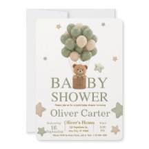 Söt Olivgrön Pojk Bebis Babyshower Inbjudan