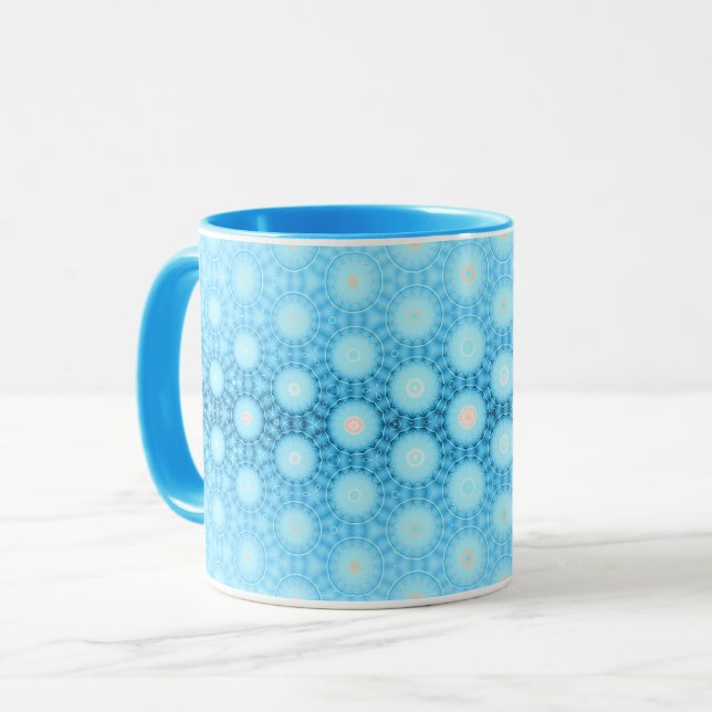 Söt Ombre Blue och Peach Geometric Mugg (Framsida vänster)