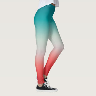 Söt Ombre Festive Red & Teal Blue Gradient Leggings