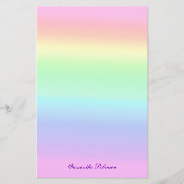 Söt Ombre Pastel Rainbow Brevpapper (Framsida)