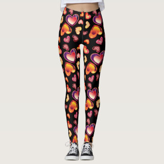 Söt Ombre Play Foil Hearts Black Leggings