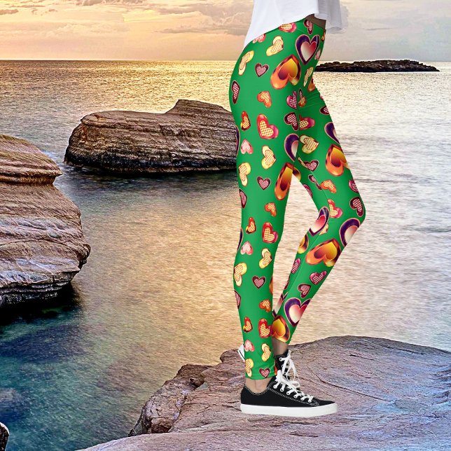 Söt Ombre Play Foil Hearts Grönt Leggings (Skapare uppladdad)
