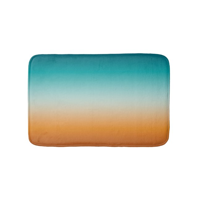 Söt Ombre Sunny Orange & Teal Blue Gradient Badrumsmatta (Framsidan)