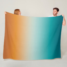 Söt Ombre Sunny Orange & Teal Blue Gradient Fleecefilt