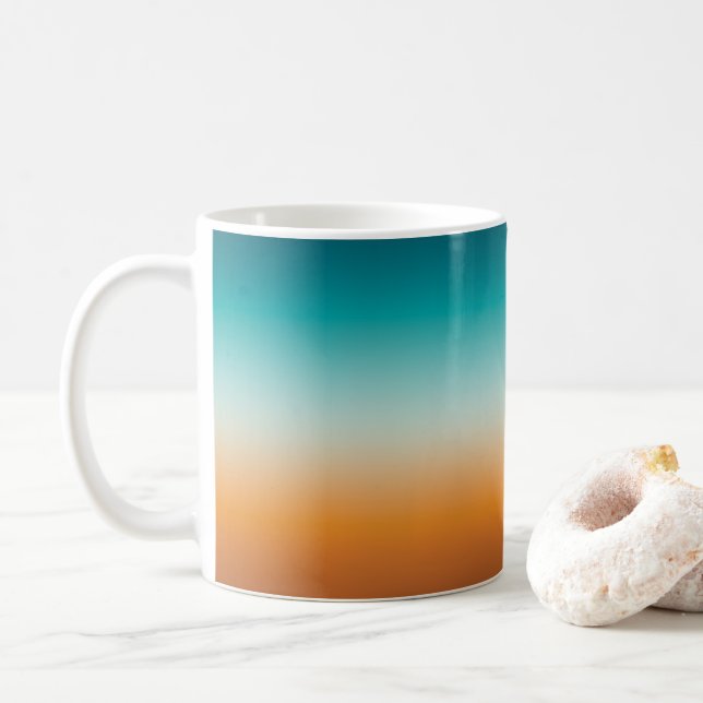 Söt Ombre Sunny Orange & Teal Blue Gradient Kaffemugg (Med munk)