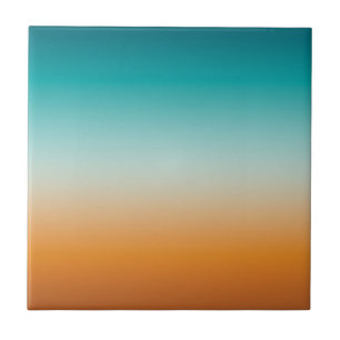 Söt Ombre Sunny Orange & Teal Blue Gradient Kakelplatta