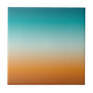 Söt Ombre Sunny Orange & Teal Blue Gradient Kakelplatta