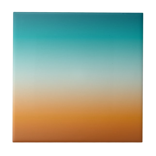 Söt Ombre Sunny Orange & Teal Blue Gradient Kakelplatta (Framsidan)