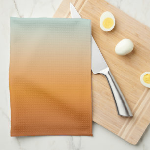 Söt Ombre Sunny Orange & Teal Blue Gradient Kökshandduk