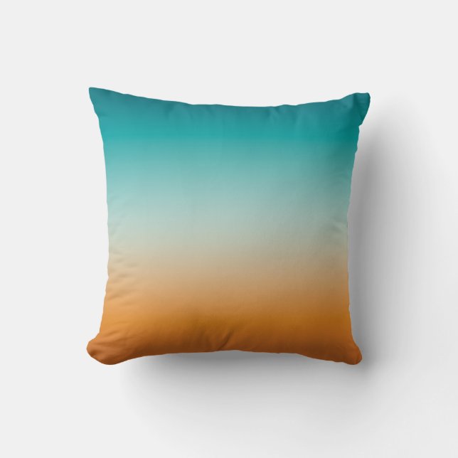 Söt Ombre Sunny Orange & Teal Blue Gradient Kudde (Framsida)