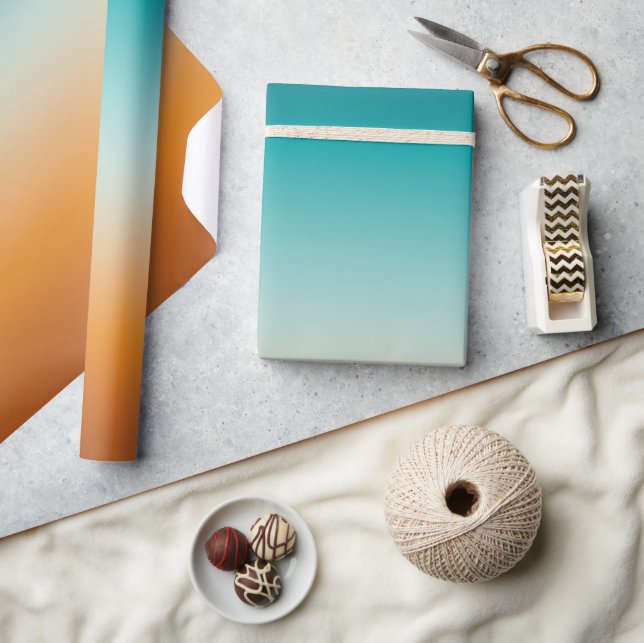 Söt Ombre Sunny Orange & Teal Blue Gradient Presentpapper (Hantverk)