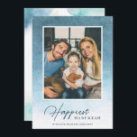 Söt Ombre Watercolor Hanukkah Photo Card Julkort<br><div class="desc">Fira säsongen med dessa moderna,  formaterade fotokort,  med ombre vattenfärg i blåsor och teal.</div>