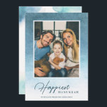 Söt Ombre Watercolor Hanukkah Photo Card Julkort<br><div class="desc">Fira säsongen med dessa moderna,  formaterade fotokort,  med ombre vattenfärg i blåsor och teal.</div>