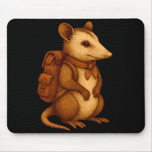 Söt opossum backpacker camping vandrare skog musmatta