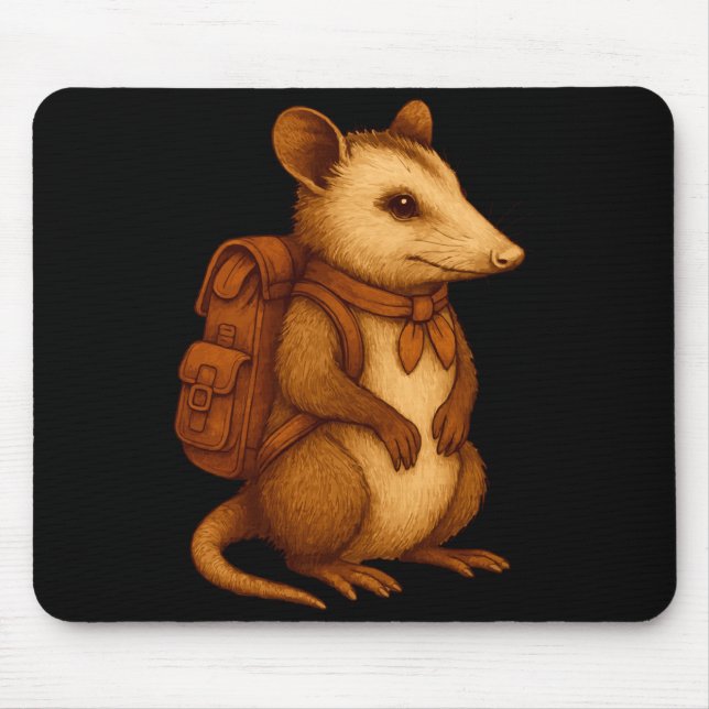 Söt opossum backpacker camping vandrare skog musmatta (Framsidan)
