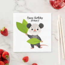 Söt opossum gröna blad & Grattis på födelsedagen