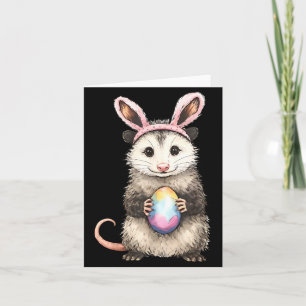 Söt opossum påskbunny öron äggjägare vår kort
