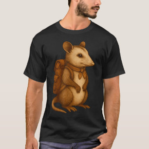 Söt opossum ryggsäcksvandrare camping vandrare sko t shirt
