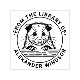 Söt opossumhuvud #3 Biblioteksboknamn Självfärgande Stämpel